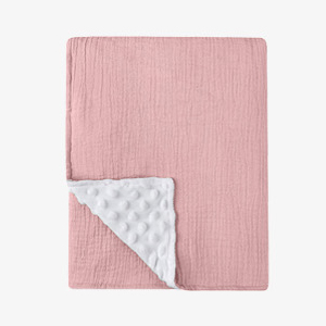Muslin & Minky Dot Reversible Baby Blanket
